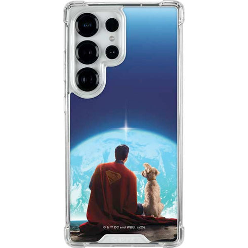 Superman 2025 Superman & Krypto watch the Earth Galaxy S25 Ultra Clear Case